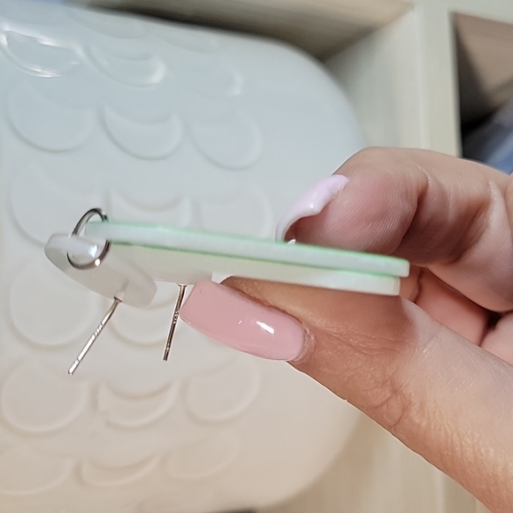 🔥LAST PAIR🔥 Fern Pearly Lucite Drop Earrings, S925 - Picture 5 of 5